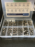 9450 Series 304SS Stainless One Ear Stepless Hose Clamps  W4 Packs of 10 or 100 Clips and  assortment kit. Application Pincers.