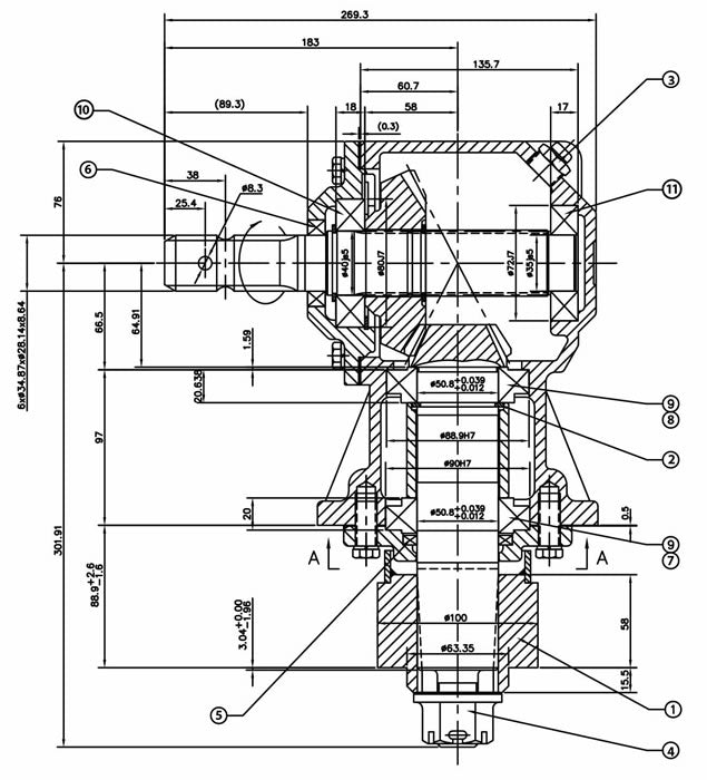 9980 Series Q-1B-B9266 Slasher Gearbox Bareco 50HP.