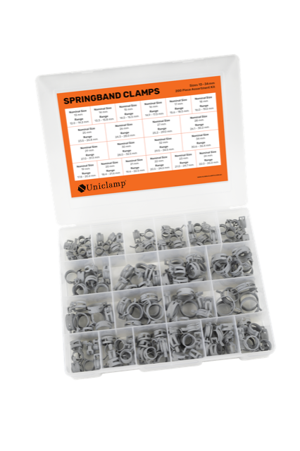 Rotor Clip Spring Band Clamps — Individual Sizes, Packs of 100 & Workshop Kit
