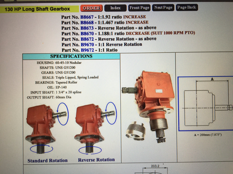 9980 Series Q-4 -B8667 130HP Slasher Gearbox.