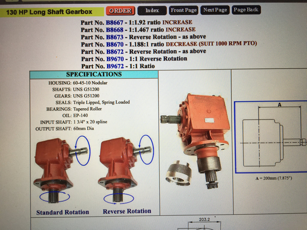 9980 Series Q4 B8667 130HP Slasher Gearbox. Freight paid to any dest